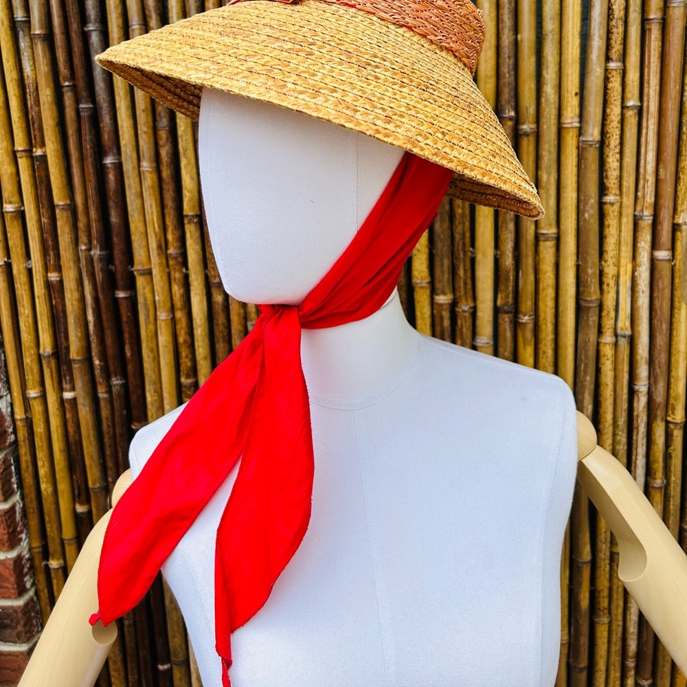 1960s Tiki Straw Hat Vintage pinup Polynesian vacation hat - Picture 3 of 9